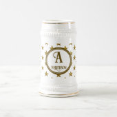 モノグラム ゴールドスター柄イニシャル記念品 ビールジョッキ (中央)