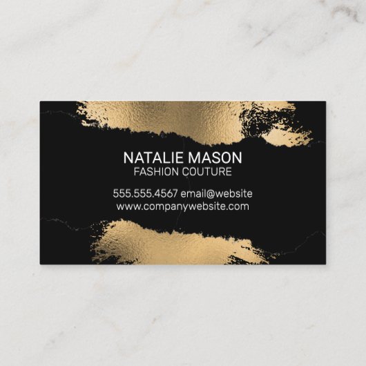 モノグラム |ゴールドフォイル（ばちゃばちゃ）跳ねる |引き裂き効果 名刺 (裏面)