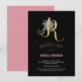 モノグラム ゴールド グリッター ブライズメイド パーティー 招待状 (正面/裏面)