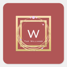 モノグラム ゴールド フレーム ミニマリズム ジオメトリ ローズ スクエアシール