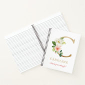 モノグラム ゴールド レター C | 花のモットーまたは引用 ノートブック (内部)