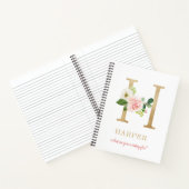 モノグラム ゴールド レター H | 花のメッセージまたは名言 ノートブック (内部)