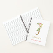 モノグラム ゴールド レター J | 花のフレーズまたは引用 ノートブック (内部)