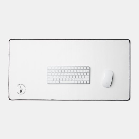 モノグラム、サロン、白ミニマル色 デスクマット (キーボード&マウス)