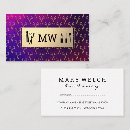 モノグラム |シアーファンシーズ |メイクアップヘアスタイリスト 予約カード (正面/裏面)