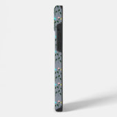 モノグラム シック グレー 花柄 iPhoneケース (左側面)