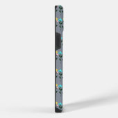 モノグラム シック グレー 花柄 iPhoneケース (右側面)