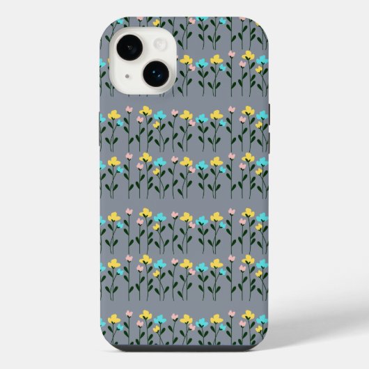 モノグラム シック グレー 花柄 iPhoneケース (裏面)