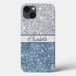 モノグラム シルバー ブルー ギラギラ トレンディー おしゃれ iPhone 13ケース