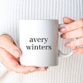 モノグラム | シンプルエレガント白黒イニシャル名 コーヒーマグカップ