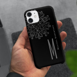 モノグラム シンプル エレガント ブラック ホワイト オーナメント iPhone 13ケース