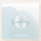 モノグラム シーグラス ガラス コースター (正面)