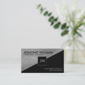 モノグラム – ジオメトリックシルバー – 会計サービス 名刺 (スタンド正面)