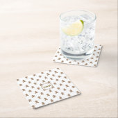 モノグラム、ジンジャーブレッドマンパターン スクエアペーパーコースター (インサイチュ)