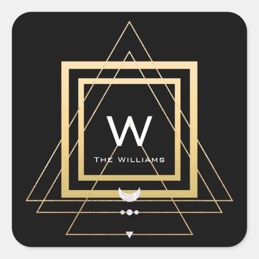 モノグラム スクエア ゴールド フレーム ミニマリズム ジオメトリー スクエアシール (正面)