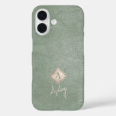 モノグラム+スクリプトネームのsageレザー Case-Mate iPhoneケース (裏面)