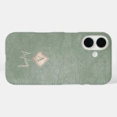モノグラム+スクリプトネームのsageレザー Case-Mate iPhoneケース (裏面 (横))