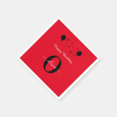 モノグラム スクリプト ハッピー バースデー 赤 黒 白 スタンダードカクテルナプキン (角)