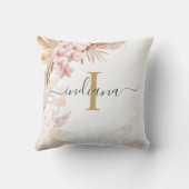 モノグラム スクリプト パンパス グラス 名前 テラコッタ アウトドアクッション (裏面)