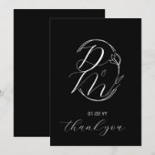 モノグラム スクリプト ボタニカル フローラル ロゴ ウェディング B 招待状 (正面/裏面)