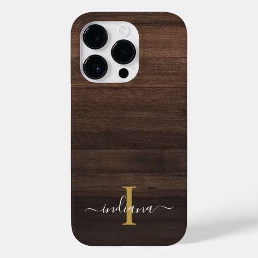 モノグラム スクリプト 名前 はじめの文字 ラスティックプリント 木製 Case-Mate iPhoneケース (裏面)