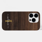 モノグラム スクリプト 名前 はじめの文字 ラスティックプリント 木製 Case-Mate iPhoneケース (裏面 (横))