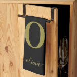 モノグラム スクリプト 名前 オーダーメイド ブラック ゴールド キッチンタオル<br><div class="desc">このエレガントなイニシャルとスタイリッシュなスクリプトネームのデザインは、誕生日や母の日などの特別なギフトとして最適です。個人のイニシャルと名前をカスタマイズすることができます。デザインツールを使用して、フォント、フォントの色、フォントサイズ、背景色を変更できます。イニシャルがJやQの場合は、フォントサイズを小さくする必要があります。デザインをカスタマイズするのを楽しんでください。</div>