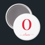 モノグラム スクリプト 名前 オーダーメイド 白と赤 マグネット<br><div class="desc">このスタイリッシュなモノグラムとエレガントなスクリプト名のデザインは、誕生日、結婚式の贈り物、ブライダルシャワー、またはその他の特別な行事に最適なギフトです。 名前のイニシャルとフルネームをカスタマイズすることができます。</div>