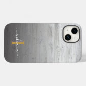 モノグラム スクリプト 名前 牧歌的なプリント グレー 木材 Case-Mate iPhoneケース (裏面 (横))