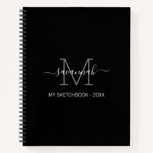 モノグラム スケッチブック 黒と白 ノートブック (正面)