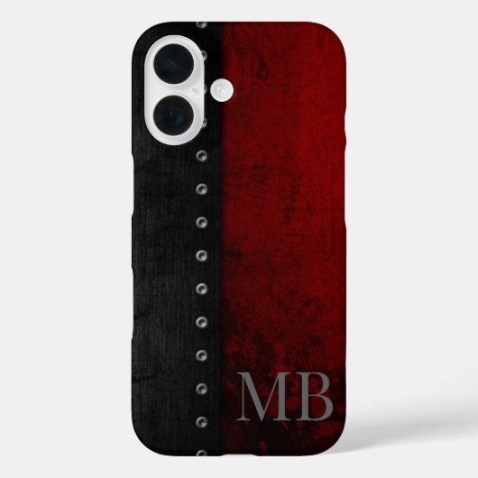 モノグラム スタイリッシュ ラスティック レッド グランジ Case-Mate iPhoneケース (裏面)