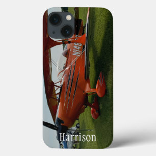 モノグラム スタイリッシュ レッド飛行機 写真 航空 iPhone 13ケース