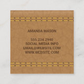 モノグラム | ステッチされた革 スクエア名刺 (裏面)