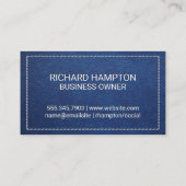 モノグラム |ステッチ済みブルーレザーとパッチ 名刺 (裏面)