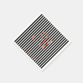 モノグラム ストライプ ブラック ホワイト セレブレーション パーティー スタンダードカクテルナプキン (角)