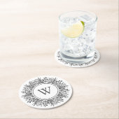 モノグラム スノーフレーク クリスマス ラウンドペーパーコースター (インサイチュ)