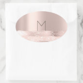 モノグラム スパーク ローズ ブラッシュイニシャル 名前 オーバル 楕円形シール (バッグ)