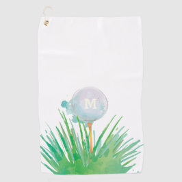 モノグラム.スポモダンーツ。 水彩のゴルフボール。 ゴルフタオル