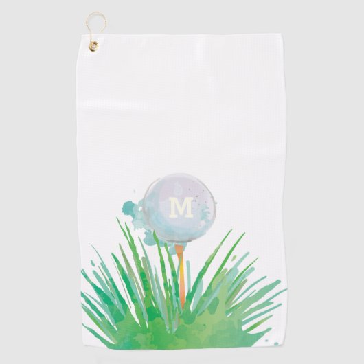 モノグラム.スポモダンーツ。 水彩のゴルフボール。 ゴルフタオル (正面)