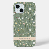 モノグラム セージグリーン イエロー ホワイト ワイルドフラワー ボホー Case-Mate iPhoneケース (裏面)