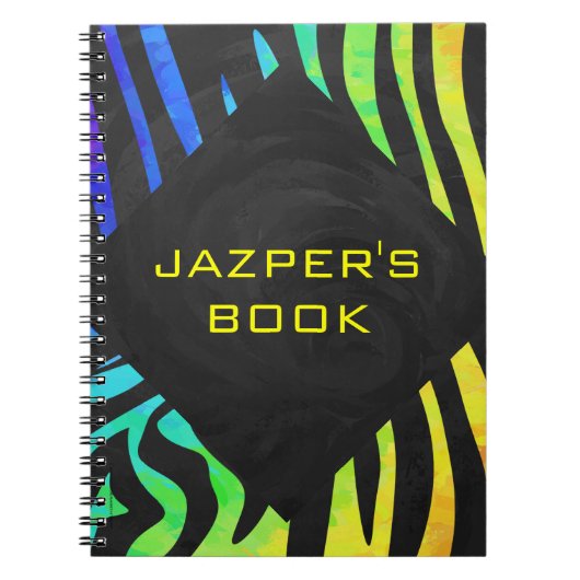 モノグラム ゼブラ ブラック レインボープリント ノートブック (正面)