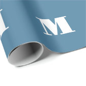 モノグラム ソリッド ブルー パステル ミニマル プロフェッショナル ラッピングペーパー (ロールコーナー)