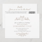 モノグラム タン ホワイト ウェディング ライブ ストリーム QR コード 案内状 (正面/裏面)