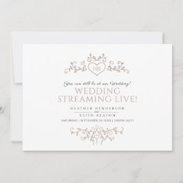 モノグラム タン ホワイト 結婚式 ライブストリーミング QRコード 案内状