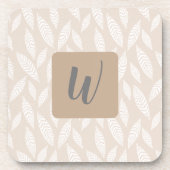 モノグラム タン ボタニカル リーフ ドリンク コースター (正面)