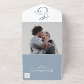 モノグラム ダスティーブルー ウェディング オールインワン 招待状 (外側)