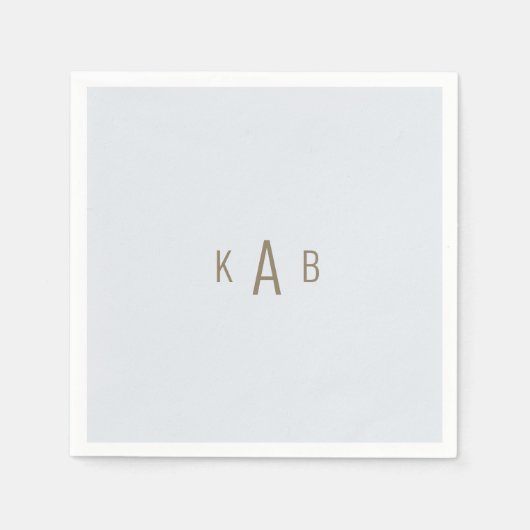 モノグラム ダスティーブルー ウェディング コクテール スタンダードカクテルナプキン (正面)