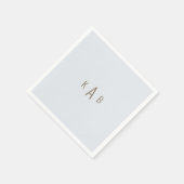 モノグラム ダスティーブルー ウェディング コクテール スタンダードカクテルナプキン (角)