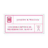 モノグラム&ダブルハピネス中国のグリッド結婚ズ セルフインキングスタンプ (デザイン)