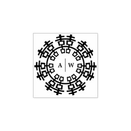 モノグラム&ダブルハピネス中国のリングや輪結婚ズ ラバースタンプ